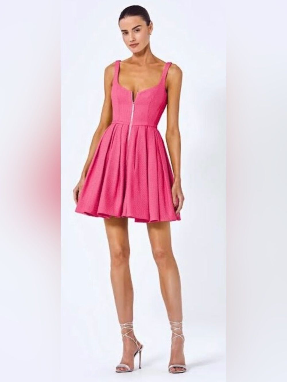 Alexis- Jody Dress- Rose Hot Pink Zip-Front Mini Dress size S